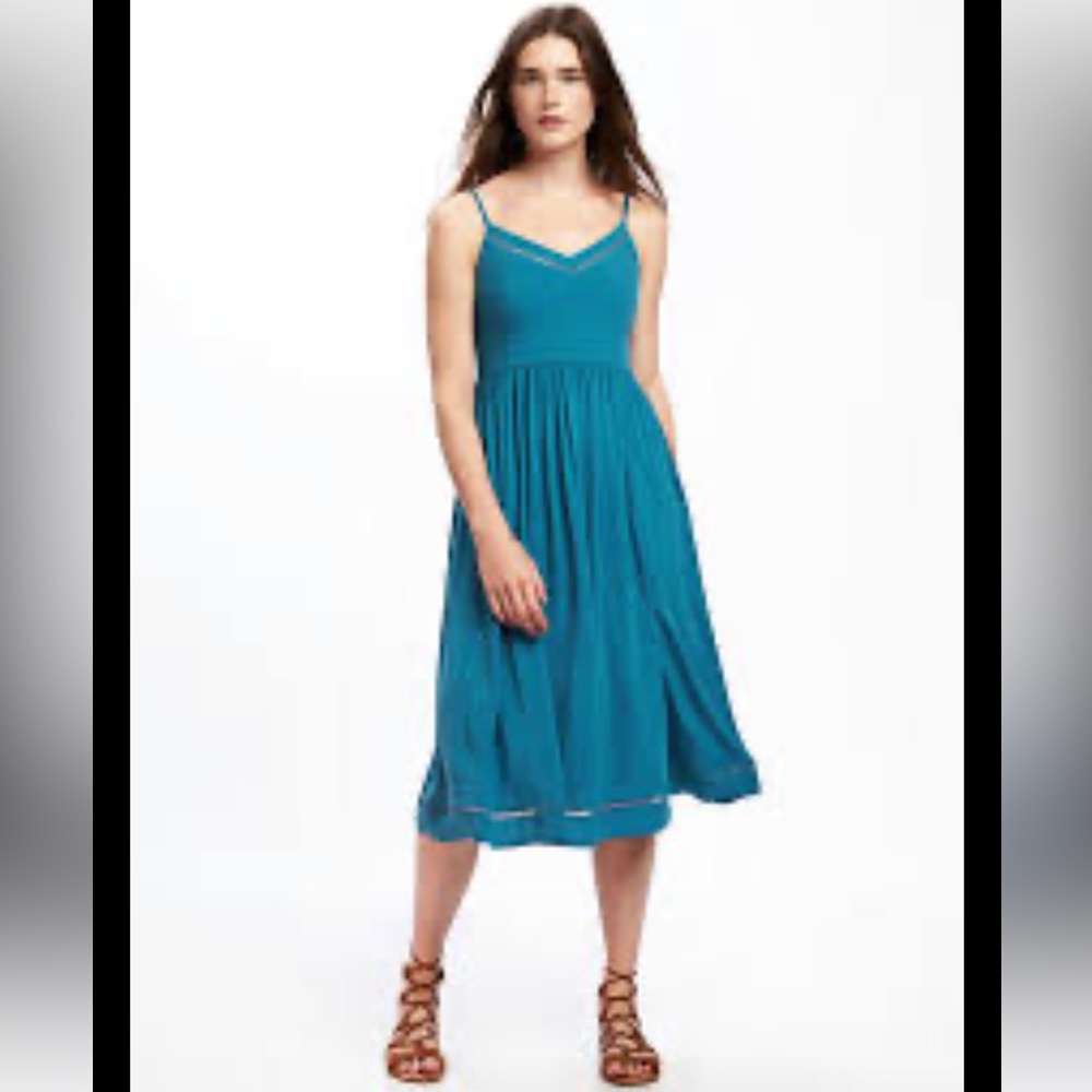 Gap Fit Flare Cami V-neck Shift Midi Dress Size Large